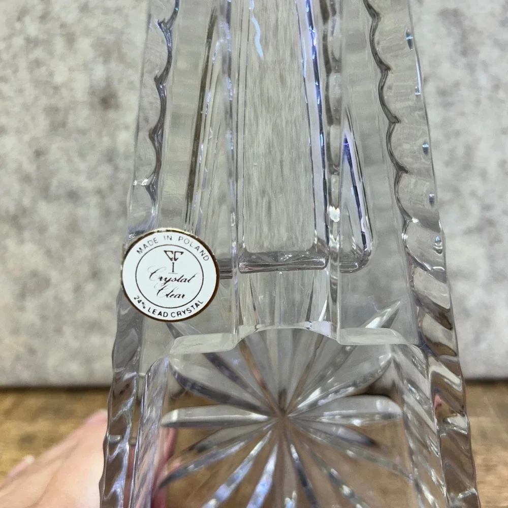 Crystal Clear Lead Crystal‎ Cigar Ashtray Sunburst Cut Made in Poland NIB